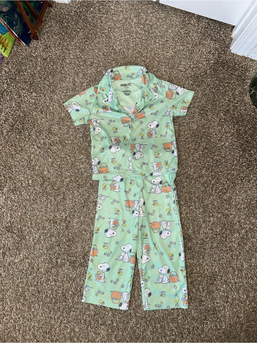 Toddler Boy Mint Snoopy Easter Pajamas size 3T